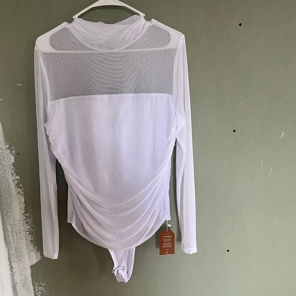 ReoRia Sheer White Long Sleeve Bodysuit